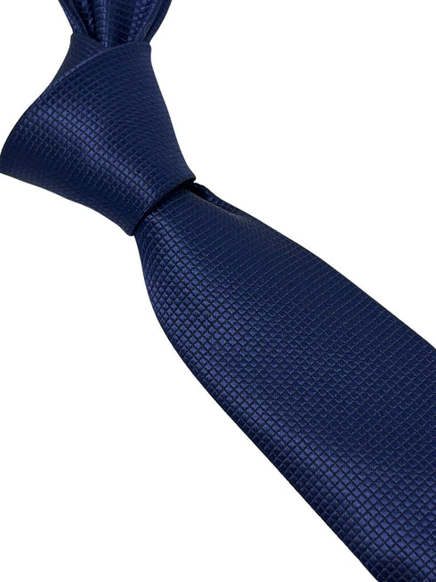 Navy dark blue tie with subtle squared design